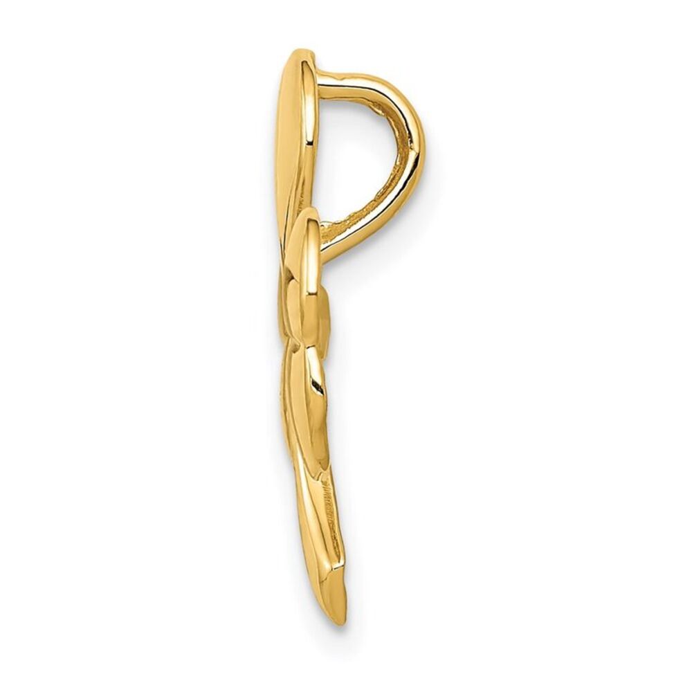 14k Yellow Gold Polished Shamrock Slide Pendant, 18mm (11/16 inch) - Picture 2 of 5